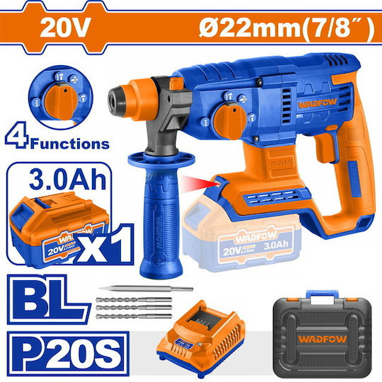 Wadfow Κρουστικό Σκαπτικό Πιστολέτο Μπαταρίας Brushless 20V 1x3Ah με Υποδοχή SDS Plus WLM1522