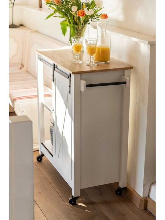 Wenko Wooden Kitchen Trolley 4 Tiers Green 80x40x88.5cm