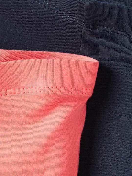 Kids Leggings Set Cycling Short Blue-Salmon