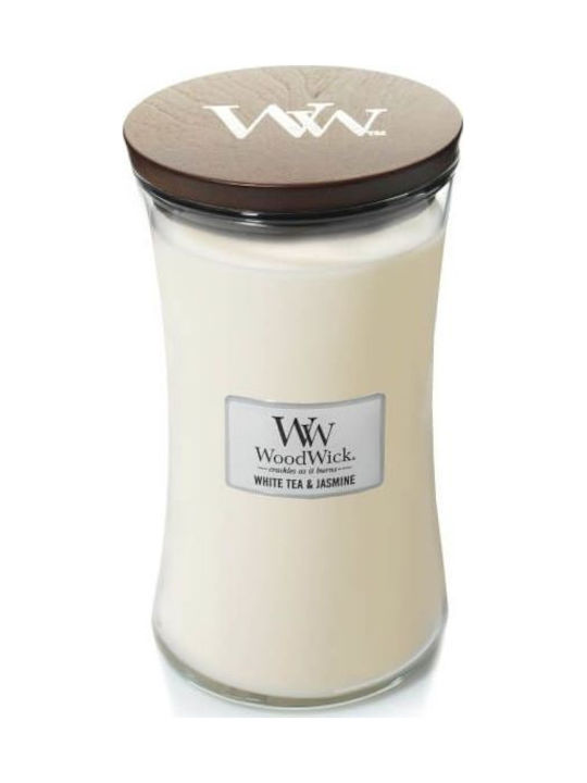 WoodWick Αρωματικό Κερί σε Βάζο με Άρωμα White Tea & Jasmine Λευκό 609.5gr