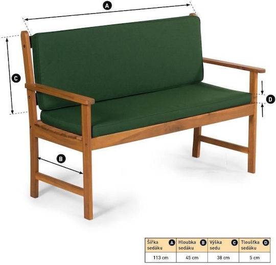 Fieldmann Waterproof Garden Chair Cushion with Backrest Green 113x113cm
