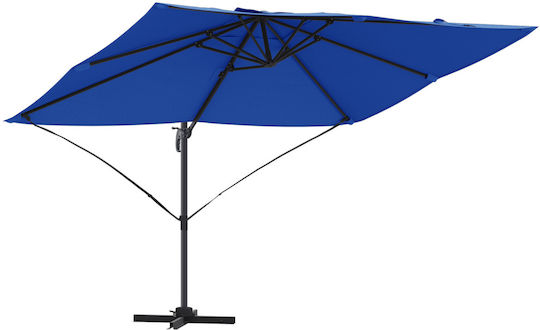 Umbrella Hanging Square Aluminum Blue with Base 2.5x2.5m