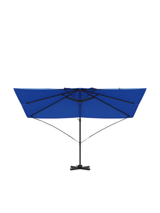 Hängender Quadratischer Aluminium-Garten- und Terrassen-Sonnenschirm Hellblau 2,5x2,5xH2,6m