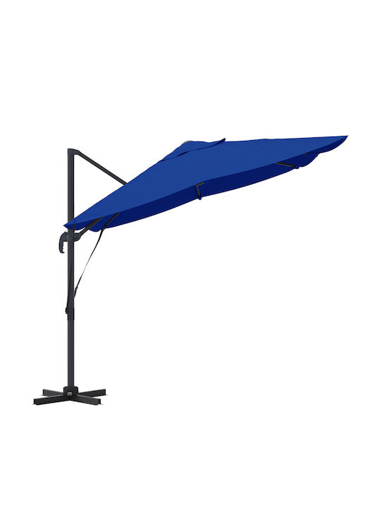Hängender Quadratischer Aluminium-Garten- und Terrassen-Sonnenschirm Hellblau 2,5x2,5xH2,6m