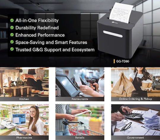 G&G Thermal Receipt Printer Bluetooth / LAN / USB / Wi-Fi