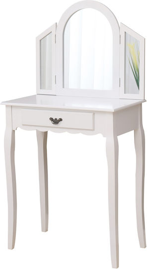 Schminktisch Lucile Hölzern Weiß mit Spiegel 65x36x127cm
