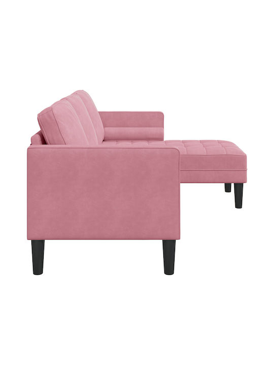 Colțar Canapea Catifea Roz Cu Perne Decorative 173x131x67cm