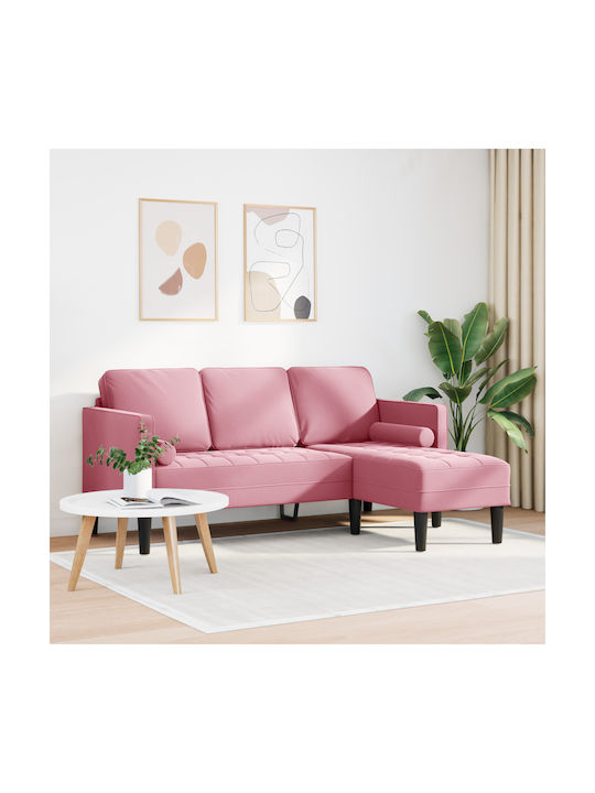 Colțar Canapea Catifea Roz Cu Perne Decorative 173x131x67cm