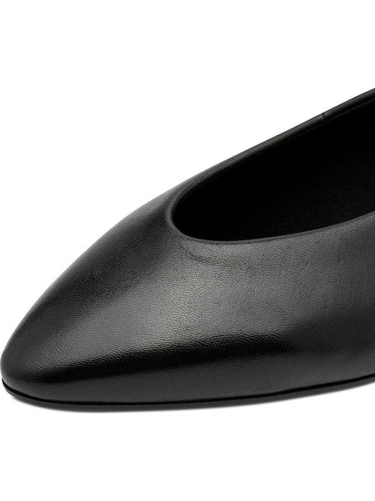 Leather Ballerinas With strap Black
