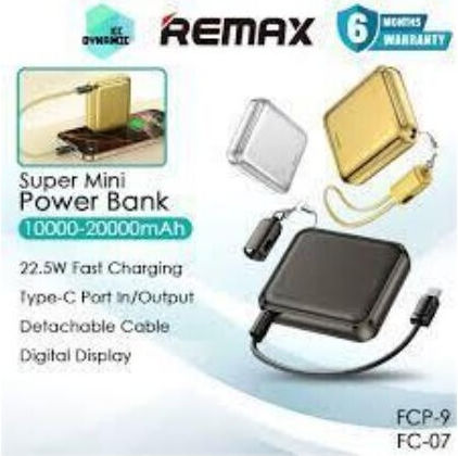 Remax FCP-9 Power Bank 10000mAh 22.5W mit USB-C Ausgangsanschlüsse Silber