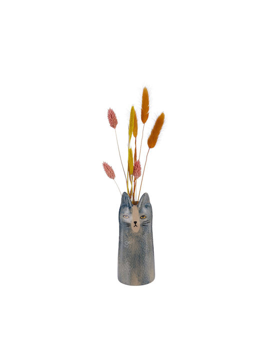 Mimi Vază Ceramică Pisică 15cm Gri Înălțime 15cm