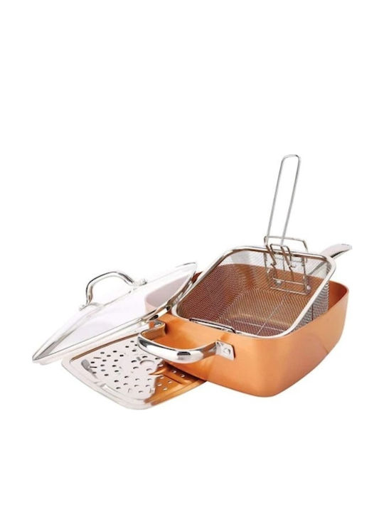 Tigaie Din Cupru Cu Capac Cu Acoperire Ceramică 12.7cm