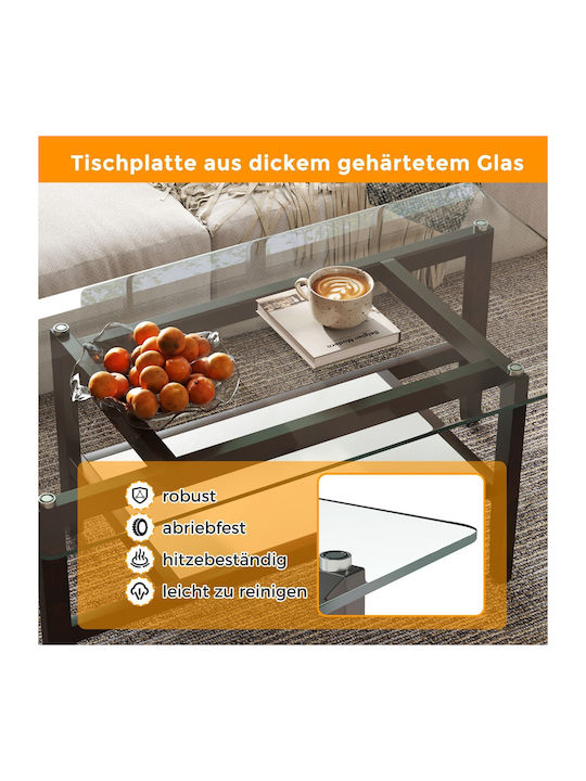 Rechteckiger Zentraler Kaffeetisch Glas Glas M107xL60xH42cm