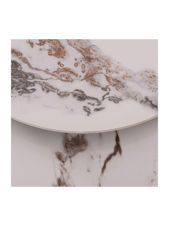 Rund Beistelltisch Talos Metall White Marble 2Stück B70xT70xH45.5cm