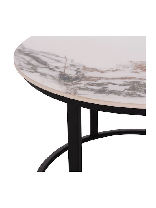 Rund Beistelltisch Talos Metall White Marble 2Stück B70xT70xH45.5cm