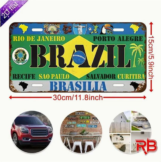 Handmade Metal Wall Decor Sign 30x15cm