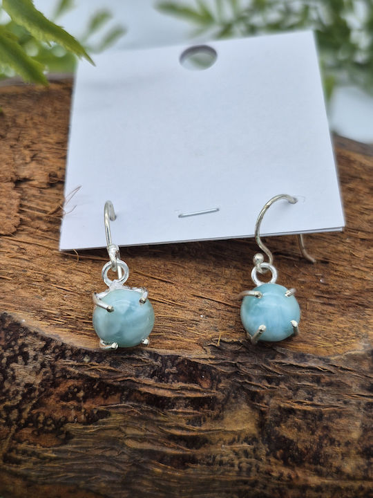 Silver Plated Boho Women's Earrings Larimar – Natural Elegance & Serenity