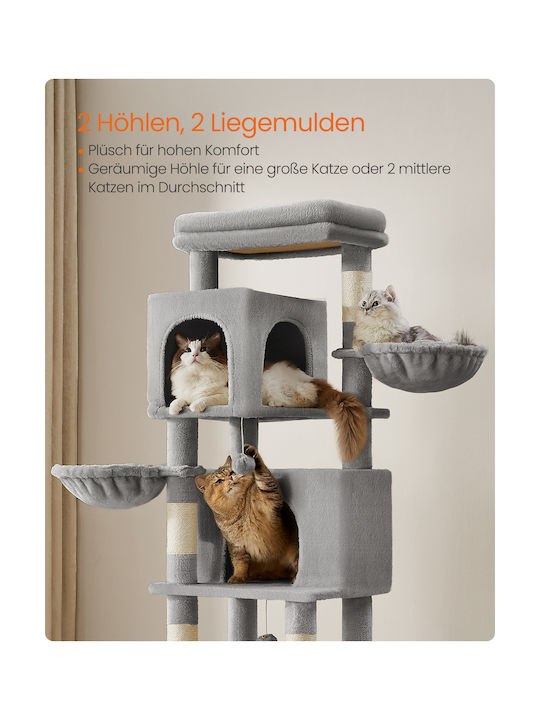 Feandrea Kratzbaum Katzenbäume Gray 5 Ebenen 69x43x175cm