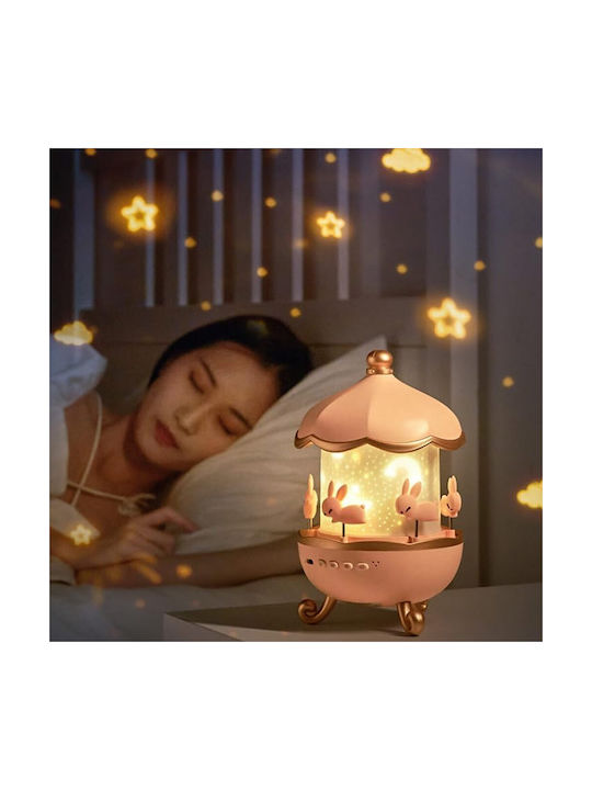Rotating Kids Projector Lamp with Design Projection Pink 19.1x11.8x11.8εκ.