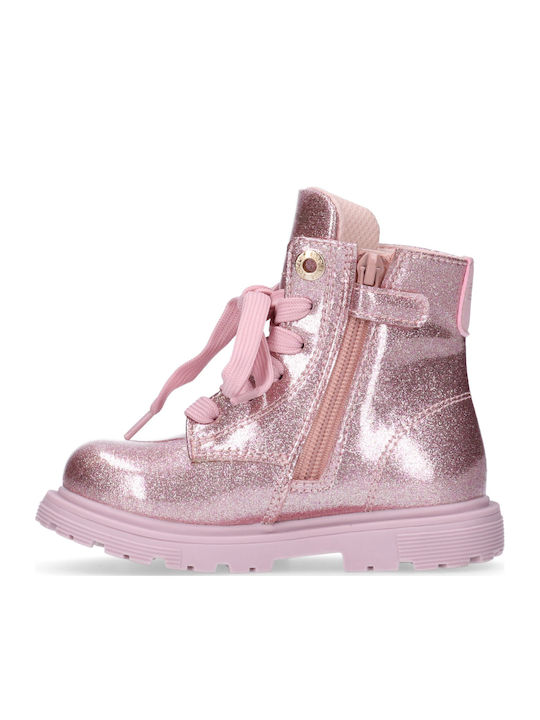 Kids Boots from Patent Leather with Zipper Pink