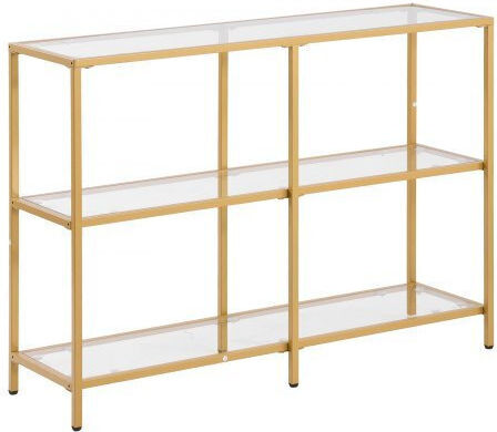 Console Table Metal with Glass Surface Golden L100xW30xH72.9cm