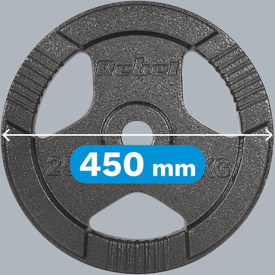 Rebel Set of Plates Olympic Type Metal 1 x 25kg Φ50mm with Handles