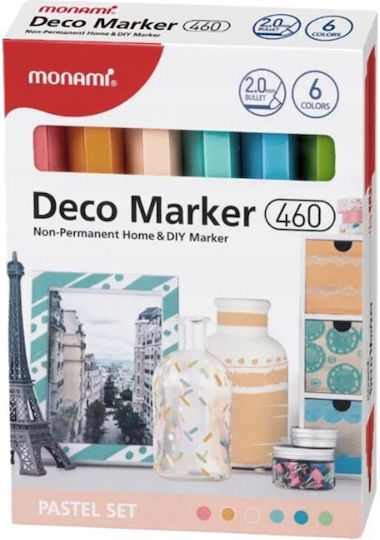 Акрилни декоративни маркери Monami Deco Marker B 460, 6 пастелни цвята