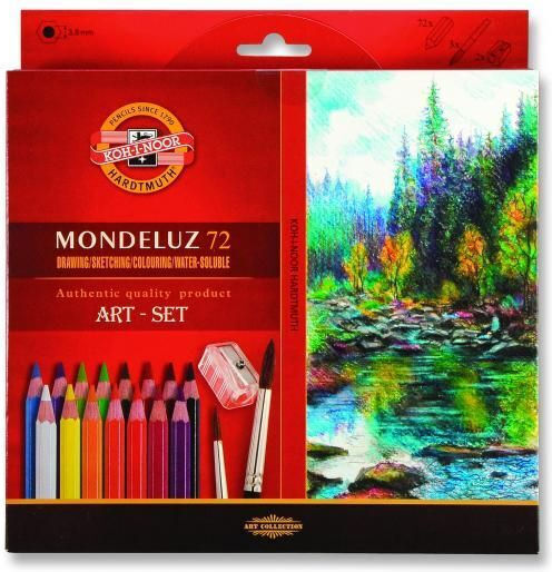 Mondeluz Watercolor Pencil Art Set 72 Pieces + 3 Brushes + 2 Koh-i-noor Sharpeners