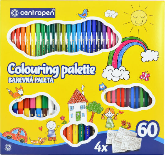 Centropen Μαρκαδόροι Ζωγραφικής Λεπτοί Σετ 60 χρώματα