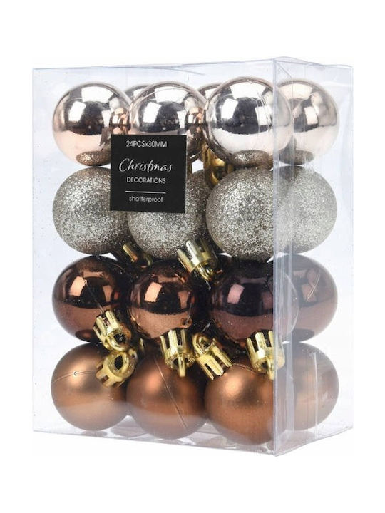 Set of 24 Plastic Multicolour Ball Ornaments 3cm