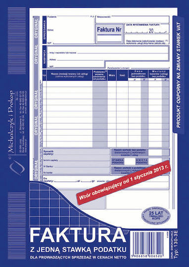 Michalczyk & Prokop Invoice 1st VAT A5p 2pcs 130-3-nou 130-3e