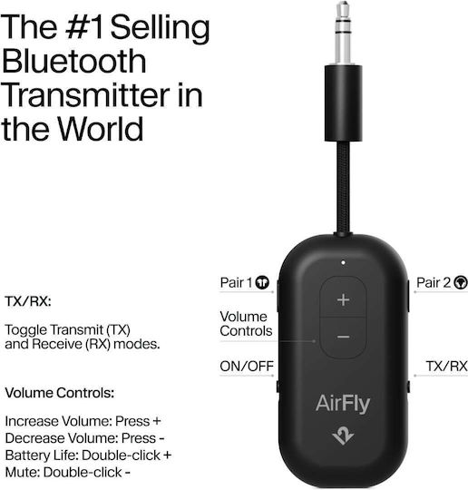 Twelve South Airfly Pro 2 Wireless Transmitter Apple Airpods Wireless Headphones Bt Black Tw-ts-2511