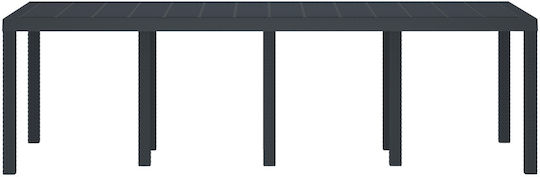 Τραπέζι Εξωτερικού Χώρου Rattan Ανθρακί 250x100x73εκ.