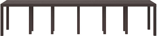 Outdoor Dinner Free Standing Rattan Table Brown 350x100x73cm