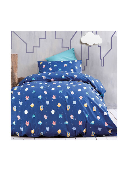 Rythmos Sheet Set Semi-double with Elastic Band Cotton Busters Blue 160x260cm 3pcs