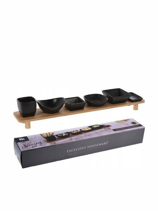 JK Home Decoration Κεραμική Ορντεβιέρα 6 Θέσεων με Βάση Μαύρη