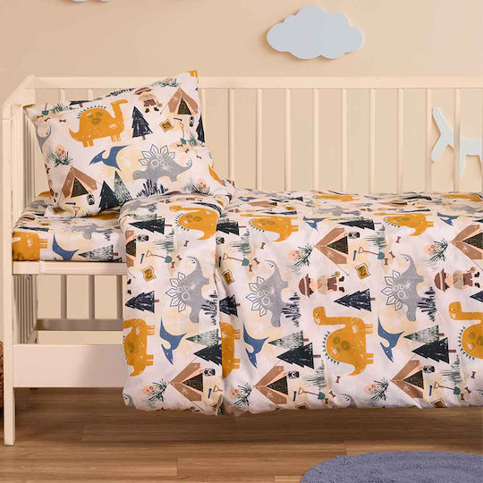 Melinen Σετ Βρεφικά Σεντόνια Κούνιας Βαμβακερά Explorer Blue 120x170εκ. 3τμχ