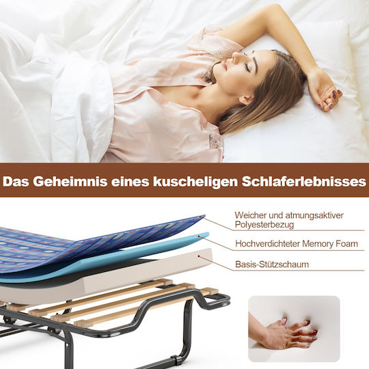 Folding Guest Bed with 10cm Mattress Single Blue 200x80cm