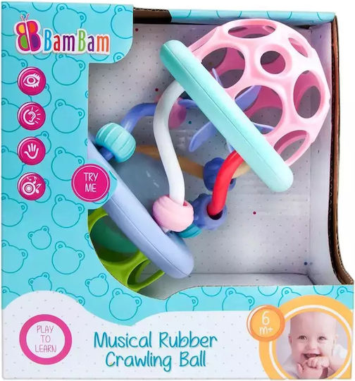 BamBam Κουδουνίστρα Musical Rubber - Crawling Ball για 6+ Μηνών