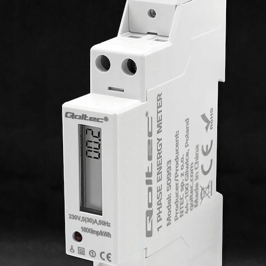 Qoltec Digital Energy Analyzer for Electrical Panel Rail Single-phase