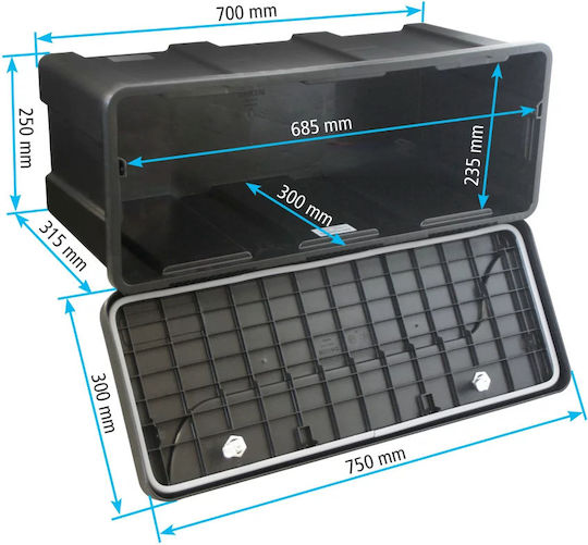 Daken Tool Case Plastic Dimensions: W75xD35.5xH30cm