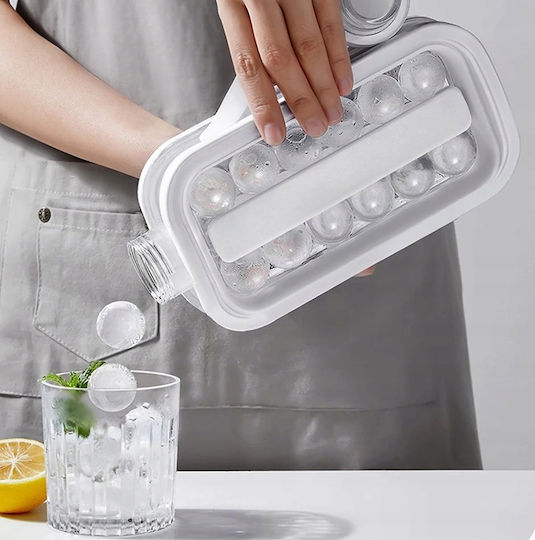 Formă De Gheață Rotundă Din Plastic Cu Capac Albă