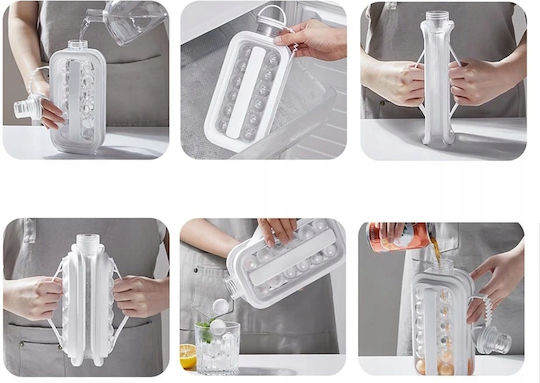 Formă De Gheață Rotundă Din Plastic Cu Capac Albă
