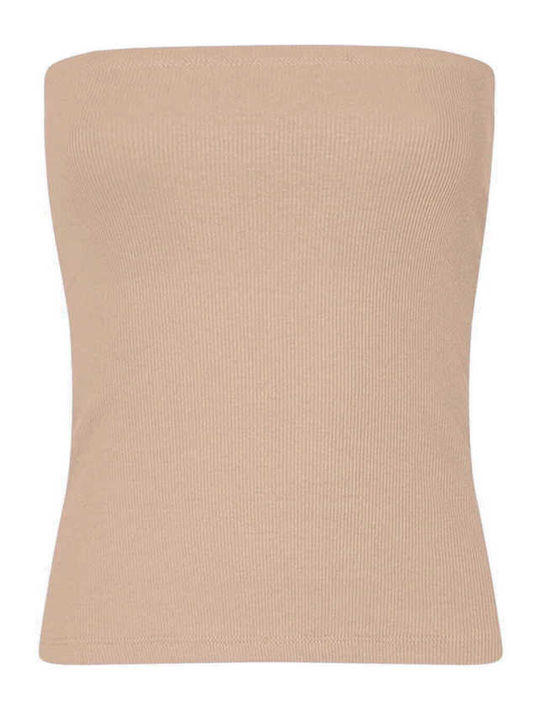 Γυναικεία Μπλούζα Βαμβακερή Strapless Μπεζ