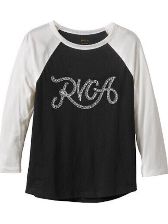 Damen Bluse Langärmelig Black, Vintage White