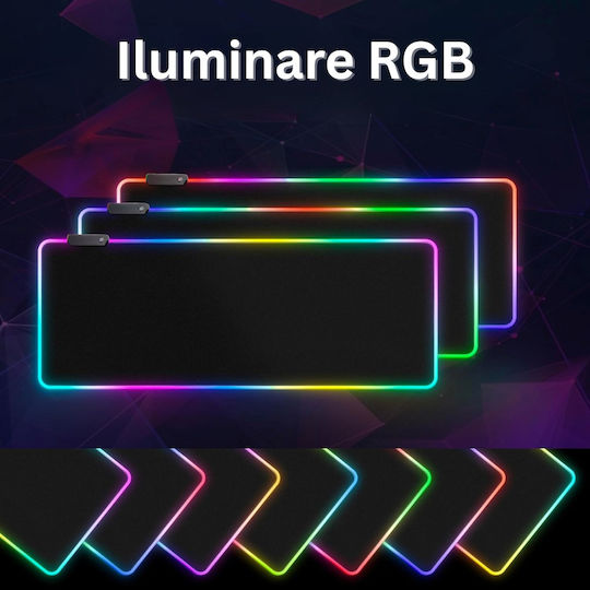 ED496 Padel Pentru Mouse Gaming XXL (800mm) Cu Iluminare RGB Prin USB Negru