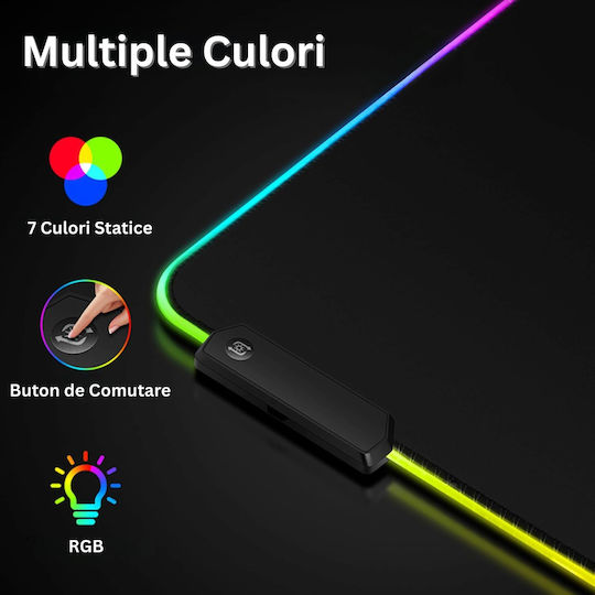 ED496 Padel Pentru Mouse Gaming XXL (800mm) Cu Iluminare RGB Prin USB Negru