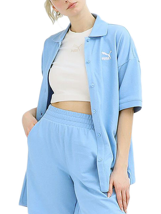 Classics Women's Pique Short Sleeve Shirt Light Blue