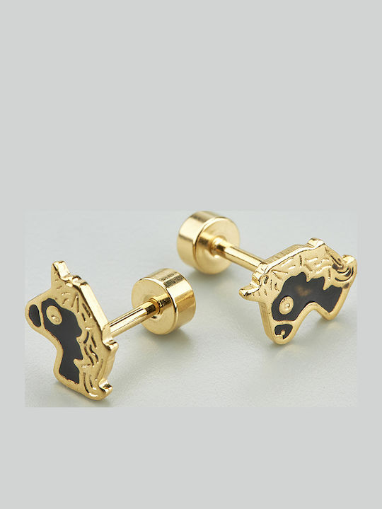 Hypoallergenic Gold Plated Kids Earrings Studs Unicorns from Steel