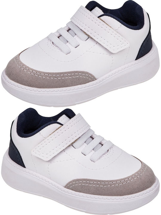 Kids Sneakers with Hoop & Loop Closure White